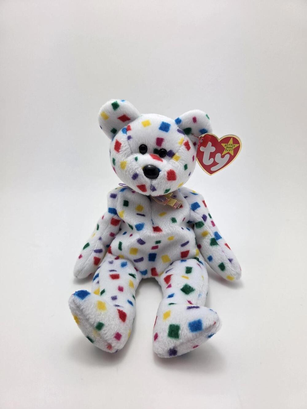Ty Beanie Babies Ty2k the Confetti Bear Stuffed Animal Plush